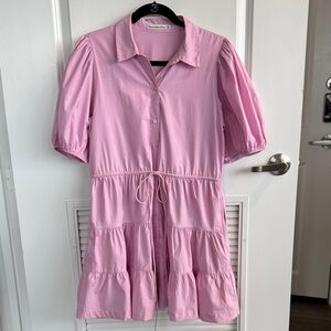 Abercrombie & Fitch Pink Tiered Button-Front Dress